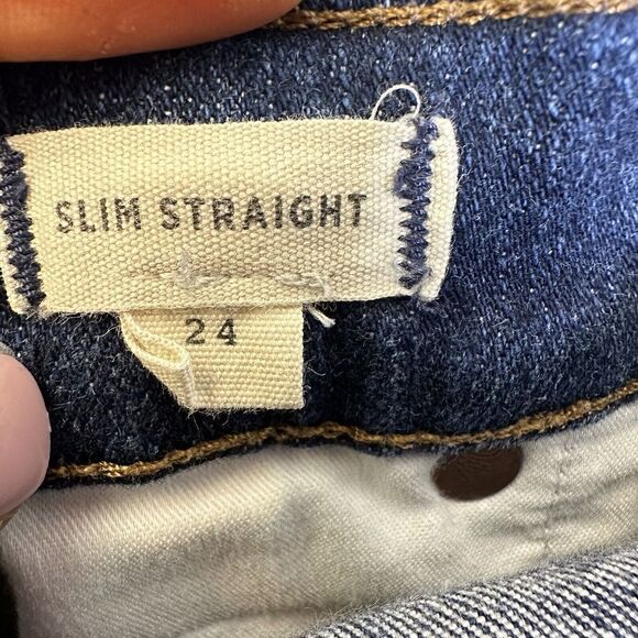 Madewell Slim Straight Womens Blue Jeans Size‎ 24 Dark Wash Denim Mid Rise - Picture 4 of 12
